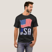 アメリカ女性男性愛国アメリカ国旗7月4日 Tシャツ (正面フル)