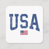 アメリカ女性男性愛国的なアメリカ国旗の距離 スクエア名刺 (正面)