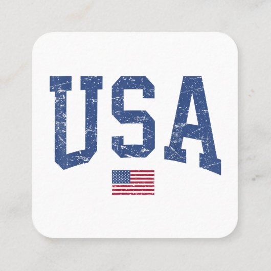 アメリカ女性男性愛国的なアメリカ国旗の距離 スクエア名刺 (裏面)