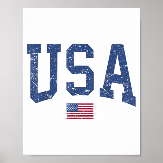 アメリカ女性男性愛国的なアメリカ国旗の距離 ポスター (正面)