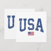 アメリカ女性男性愛国的なアメリカ国旗の距離 招待状 (正面/裏面)