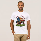 アメリカ威厳のあるのバイソ図解入りの、写真付きのン国旗 Tシャツ (正面フル)