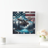 アメリカ威厳のあるの風景を見下ろすムース スクエア壁時計 (ホーム)