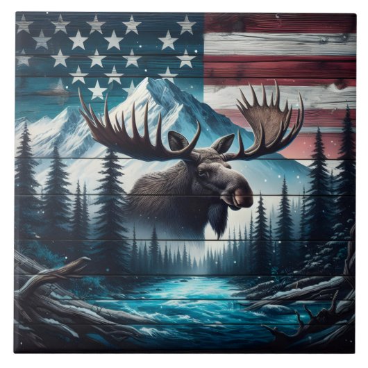 アメリカ威厳のあるの風景を見下ろすムース タイル (正面)