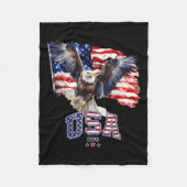 アメリカ威厳のあるハゲのワシU.S.国旗4日 フリースブランケット (正面)