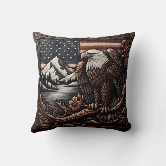 アメリカ威厳のある国旗にイーグルレリーフ、 浮き彫りのアートワーク クッション (裏面)