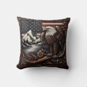 アメリカ威厳のある国旗にイーグルレリーフ、 浮き彫りのアートワーク クッション (正面)
