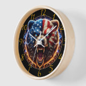 アメリカ威厳のある国旗を誇らしげに着ている 壁時計 (傾斜)