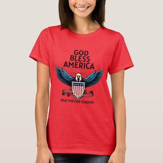 アメリカ婦人のTシャツを祝福 Tシャツ (正面)