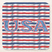 アメリカ家族愛国的な夏休み スクエアペーパーコースター (正面)