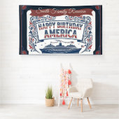 アメリカ家族連合クルーズ船 誕生日おめでとう 横断幕 (インサイチュ)