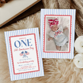 アメリカ少年1歳の誕生日フォト 7月4日 招待状