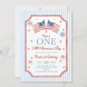 アメリカ少年 誕生日おめでとう 7月4日 招待状 (正面)