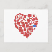 アメリカ州ハートモザイクオクラホマレッド ポストカード (正面)