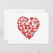 アメリカ州ハートモザイクテネシー赤 ポストカード (正面/裏面)