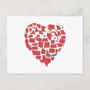 アメリカ州ハートモザイクテネシー赤 ポストカード