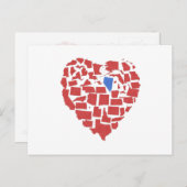 アメリカ州ハートモザイクネバダレッド ポストカード (正面/裏面)