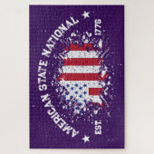 アメリカ州国家平和国旗のスプラットEst 1776 ジグソーパズル (縦)