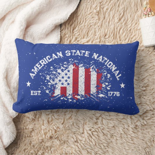 アメリカ州国家平和国旗のスプラットEst 1776 ランバークッション (ブランケット)