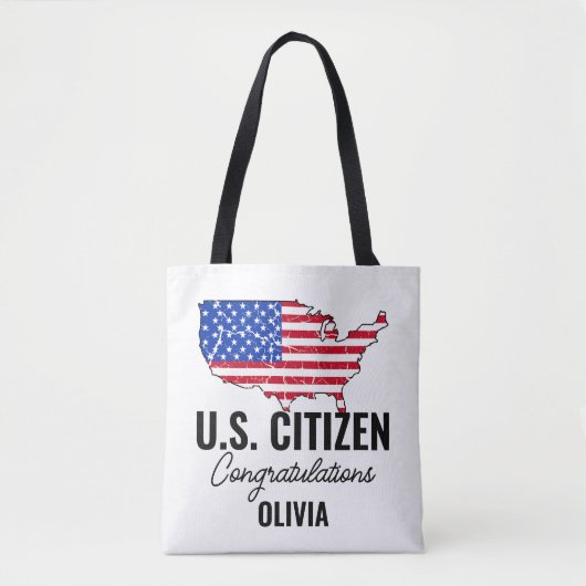 アメリカ市民になりました - アメリカ地図  トートバッグ (正面)