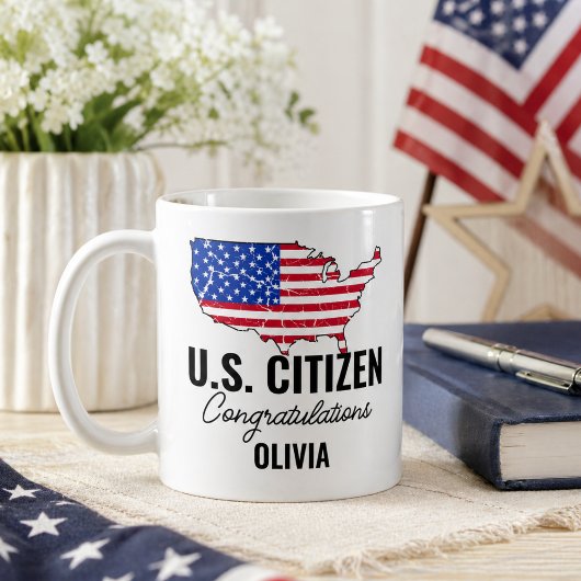 アメリカ市民に!合衆国地図 コーヒーマグカップ