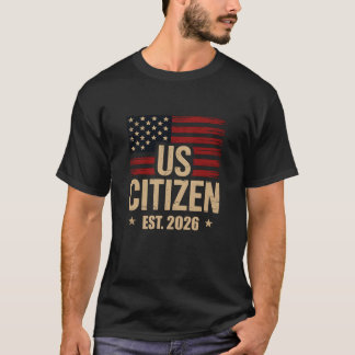 アメリカ市民 EST 2026 愛国アメリカ国旗Tシャツ Tシャツ