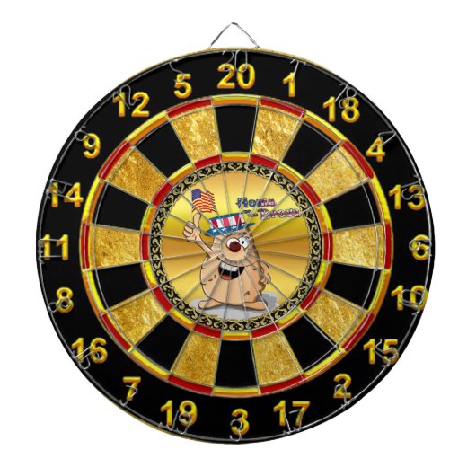 アメリカ帽とアメリカ国旗を持つ愛国的なジャガイモ ダーツボード (正面)