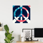 アメリカ平和グランジ標識 ポスター (ホームオフィス)