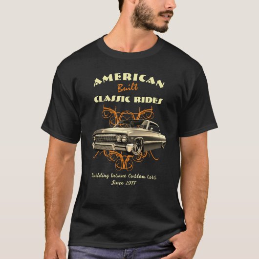アメリカ建てクラシックの乗り物狂いの乗り物低車 Tシャツ (正面)
