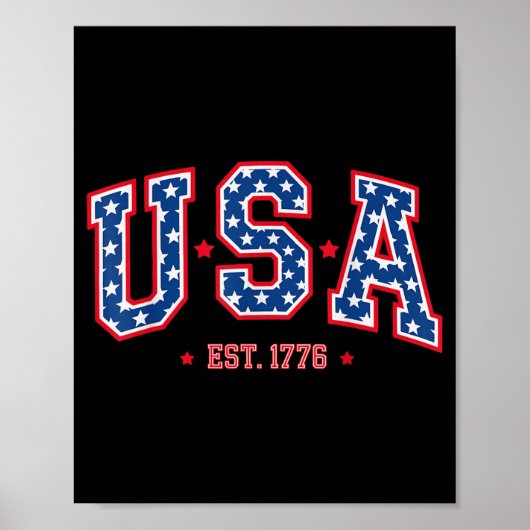 アメリカ建国1776年7月4日愛国アメリカ国旗 ポスター (正面)
