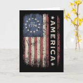アメリカ建国1776年 アメリカ国旗 ヴィンテージ 史実 カード (黄色い花)