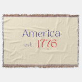アメリカ建国1776 タイポグラフィー 7月4日 無彩色 スローブランケット (正面)