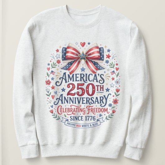 アメリカ建国250周年おしゃれボウタイ スウェットシャツ (デザイン正面)
