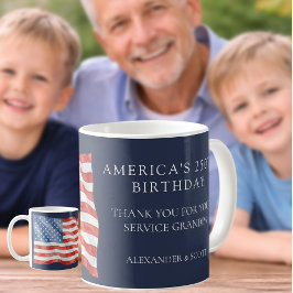 アメリカ建国250周年おじいちゃん退役軍人に感謝 コーヒーマグカップ