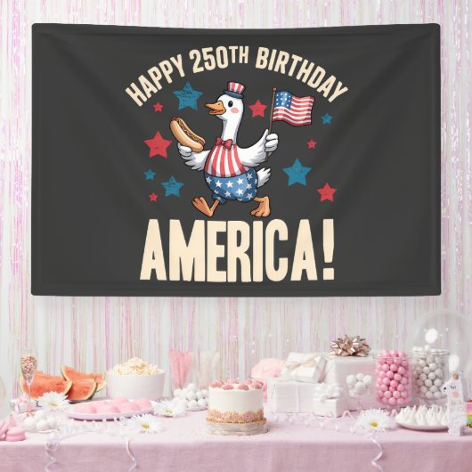 アメリカ建国250周年おもしろパトリオティックグース 横断幕 (パーティー)