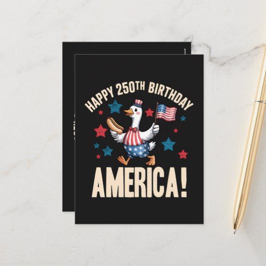 アメリカ建国250周年おもしろパトリオティック・グース シーズンポストカード (正面/裏面インサイチュ)