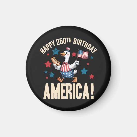 アメリカ建国250周年おバカ愛国ガチョウ マグネット (正面)