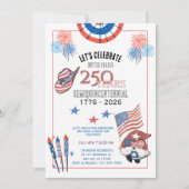 アメリカ建国250周年お祝いウォーターカラー 招待状 (正面)