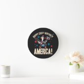 アメリカ建国250周年お馬鹿な愛国ガチョウ ラウンド壁時計 (ホーム)