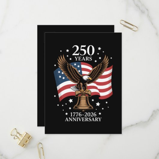 アメリカ建国250周年イーグル＆フラッグ 1776-2026 インビテーションポストカード (正面/裏面インサイチュ)