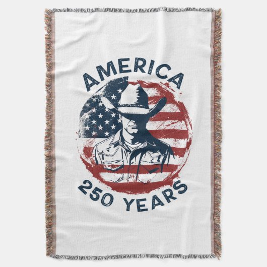 アメリカ建国250周年カウボーイ 1776-2026 スローブランケット (正面縦)