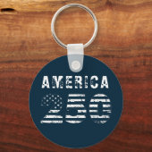 アメリカ建国250周年グランジテキスト ブルー キーホルダー (正面)