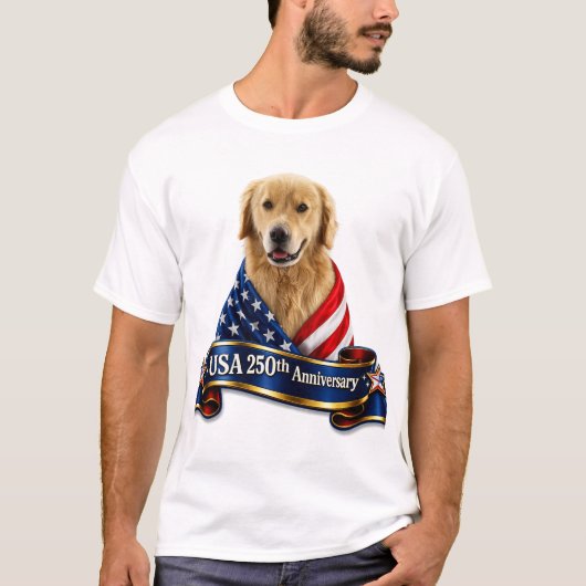 アメリカ建国250周年ゴールデンレトリバーTシャツ #9 Tシャツ (正面)