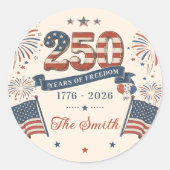 アメリカ建国250周年ステッカー ラウンドシール (正面)