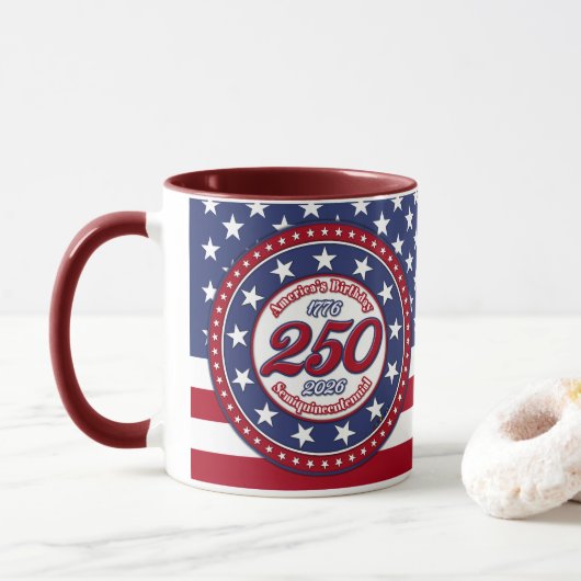 アメリカ建国250周年セミクワインセンテニアルフラグ マグカップ (ドーナツ)