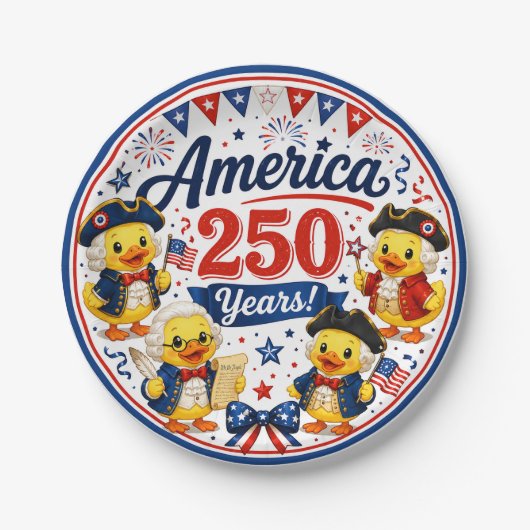 アメリカ建国250周年ダッキーお祝いペーパーボウル ペーパープレート (正面)