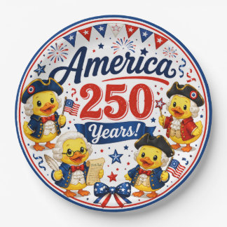 アメリカ建国250周年ダッキー愛国パーティーグッズ ペーパープレート