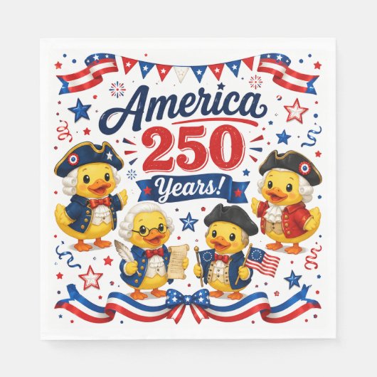 アメリカ建国250周年ダッキー愛国パーティー スタンダードランチョンナプキン (正面)