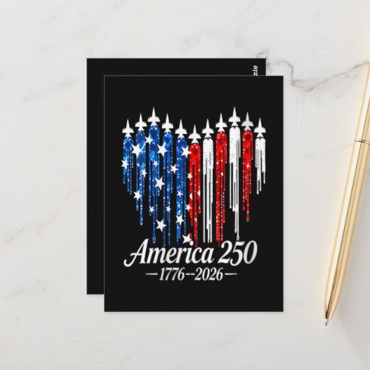 アメリカ建国250周年ハート旗 ポストカード (正面/裏面インサイチュ)