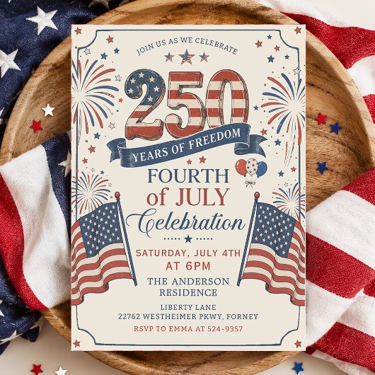 アメリカ建国250周年パーティー招待状 招待状
